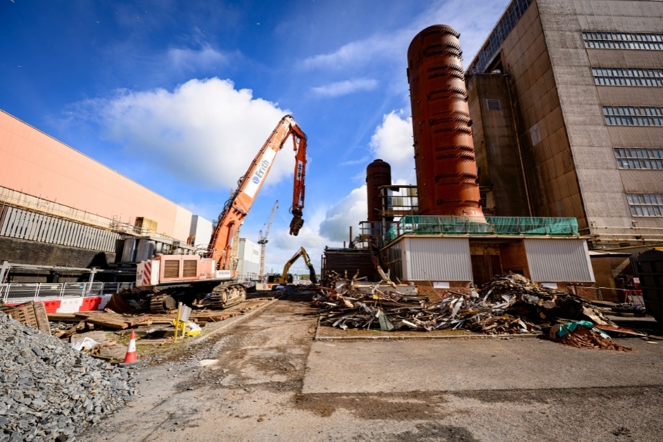 Demolition work at Calder Hall on the Sellafield site.